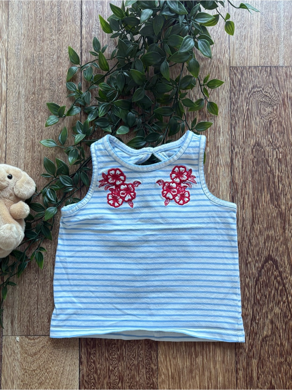 Janie and Jack - Girl blue and white stripes tank top - 24 M